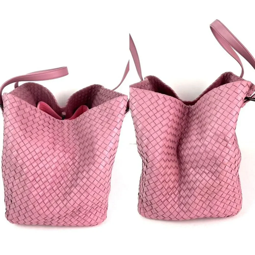 Bottega Venetta Nappa Intrecciato Large Seamless Rose Pink tote Bag